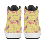 Pineapple And Flamingo Pattern Print High Top Leather Sneakers