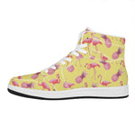 Pineapple And Flamingo Pattern Print High Top Leather Sneakers