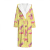 Pineapple And Flamingo Pattern Print Hooded Bathrobe