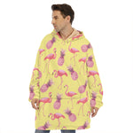 Pineapple And Flamingo Pattern Print Hoodie Blanket