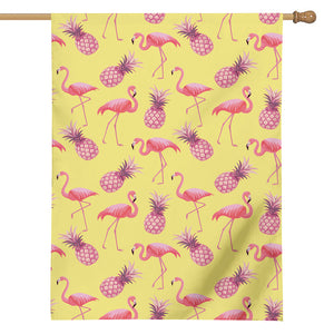 Pineapple And Flamingo Pattern Print House Flag