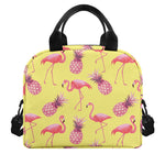 Pineapple And Flamingo Pattern Print Insulated Lunch Bag