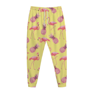 Pineapple And Flamingo Pattern Print Jogger Pants