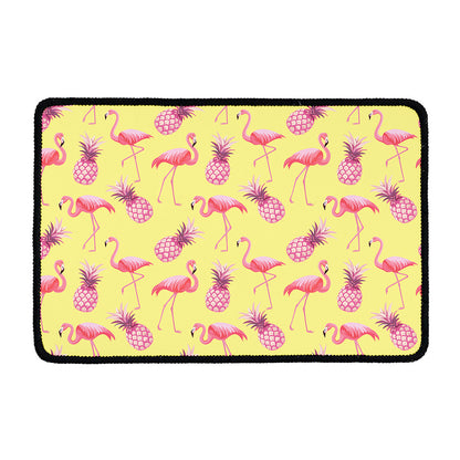 Pineapple And Flamingo Pattern Print Kitchen Mat