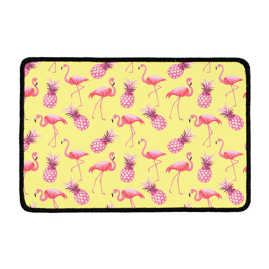 Pineapple And Flamingo Pattern Print Kitchen Mat