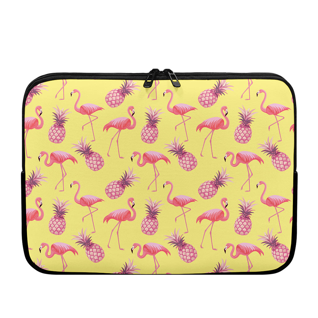 Pineapple And Flamingo Pattern Print Laptop Sleeve