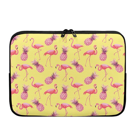Pineapple And Flamingo Pattern Print Laptop Sleeve