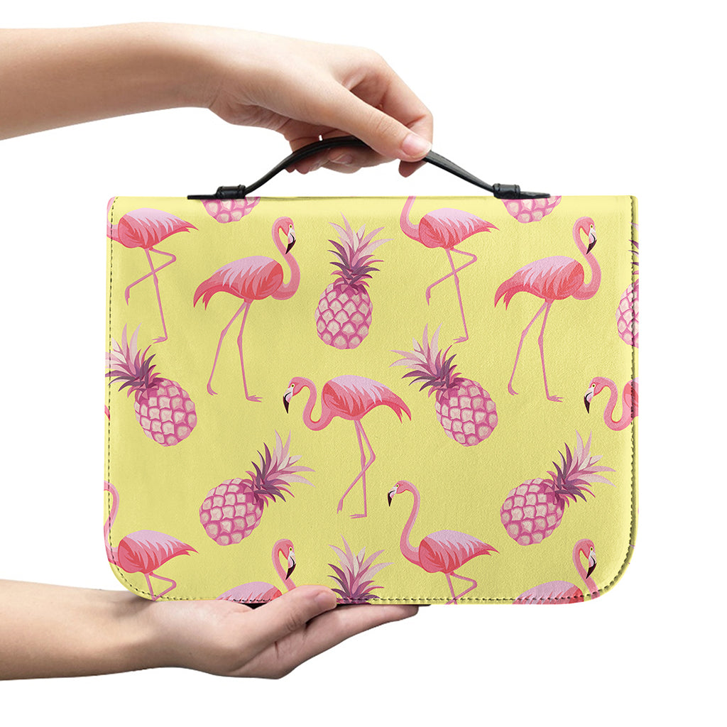 Pineapple And Flamingo Pattern Print Leather Bible Cover