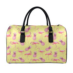 Pineapple And Flamingo Pattern Print Leather Duffle Bag