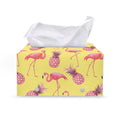 Pineapple And Flamingo Pattern Print Leather Tissue Box Cover