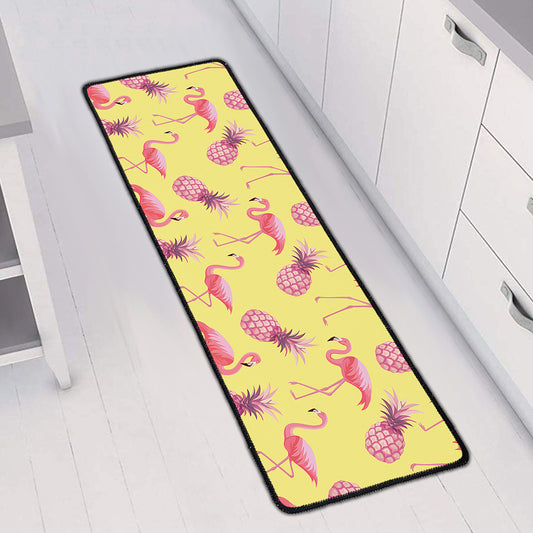 Pineapple And Flamingo Pattern Print Long Kitchen Mat