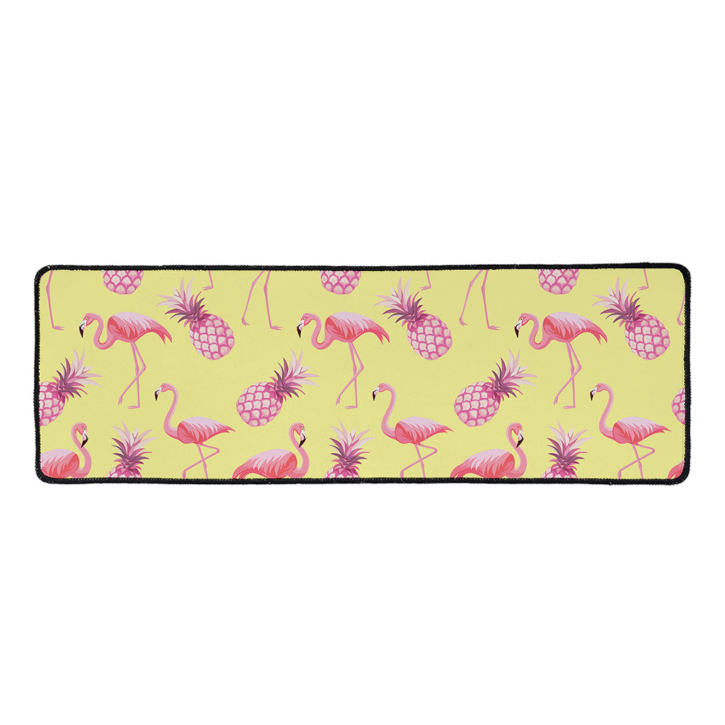Pineapple And Flamingo Pattern Print Long Kitchen Mat