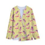 Pineapple And Flamingo Pattern Print Long Sleeve Short Coat