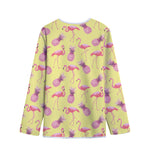 Pineapple And Flamingo Pattern Print Long Sleeve Short Coat