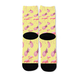 Pineapple And Flamingo Pattern Print Long Socks