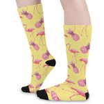 Pineapple And Flamingo Pattern Print Long Socks