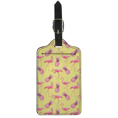 Pineapple And Flamingo Pattern Print Luggage Tag