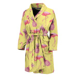 Pineapple And Flamingo Pattern Print Men's Bathrobe