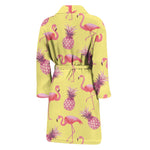 Pineapple And Flamingo Pattern Print Men's Bathrobe