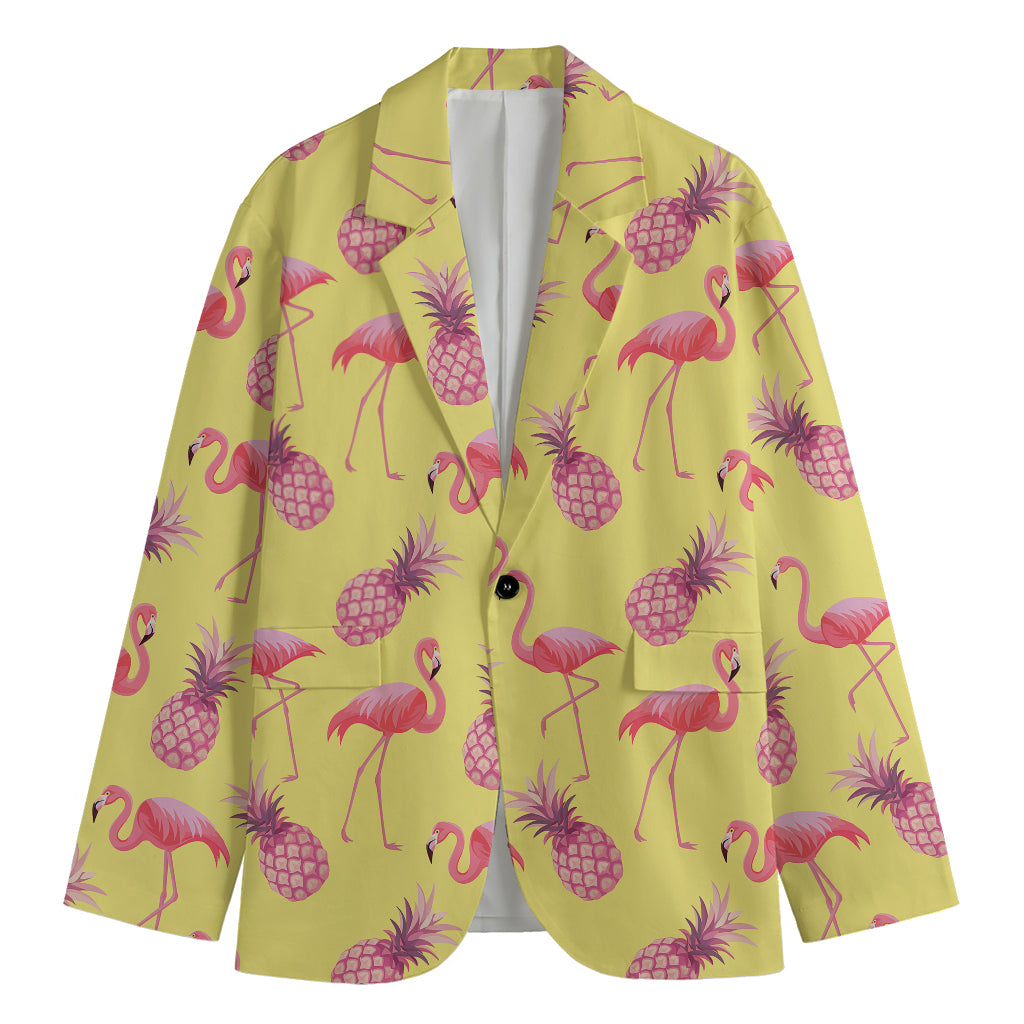 Pineapple And Flamingo Pattern Print Men's Blazer