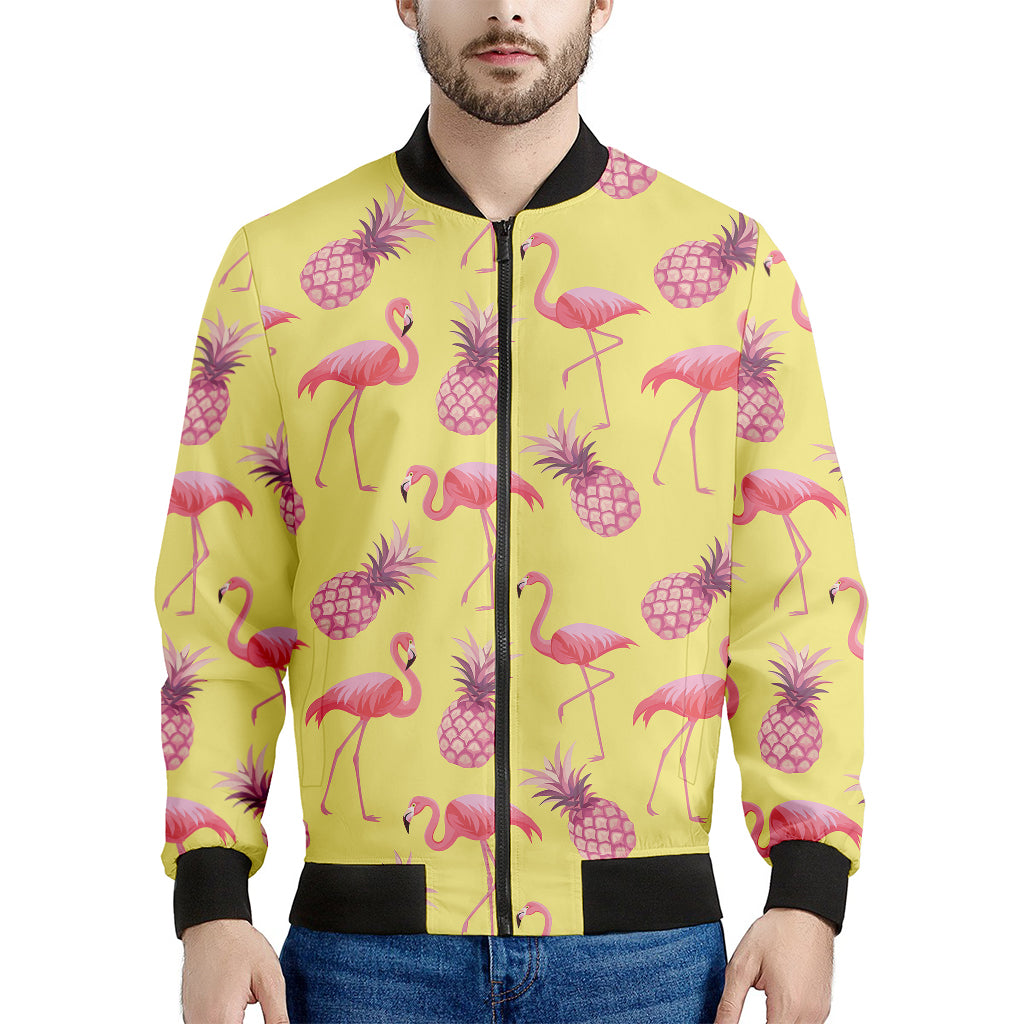 Pineapple And Flamingo Pattern Print Men's Bomber Jacket