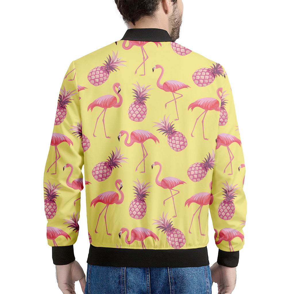 Pineapple And Flamingo Pattern Print Men's Bomber Jacket