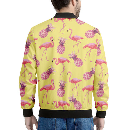 Pineapple And Flamingo Pattern Print Men's Bomber Jacket