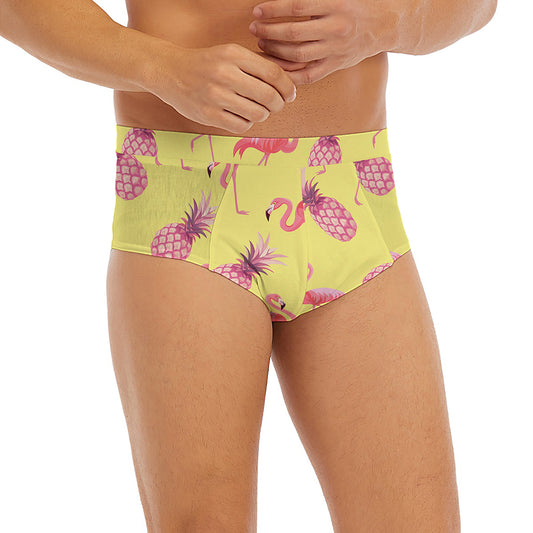 Pineapple And Flamingo Pattern Print Men's Briefs