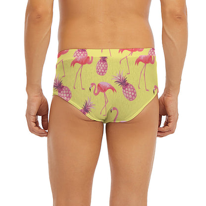 Pineapple And Flamingo Pattern Print Men's Briefs