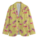 Pineapple And Flamingo Pattern Print Men's Cotton Blazer