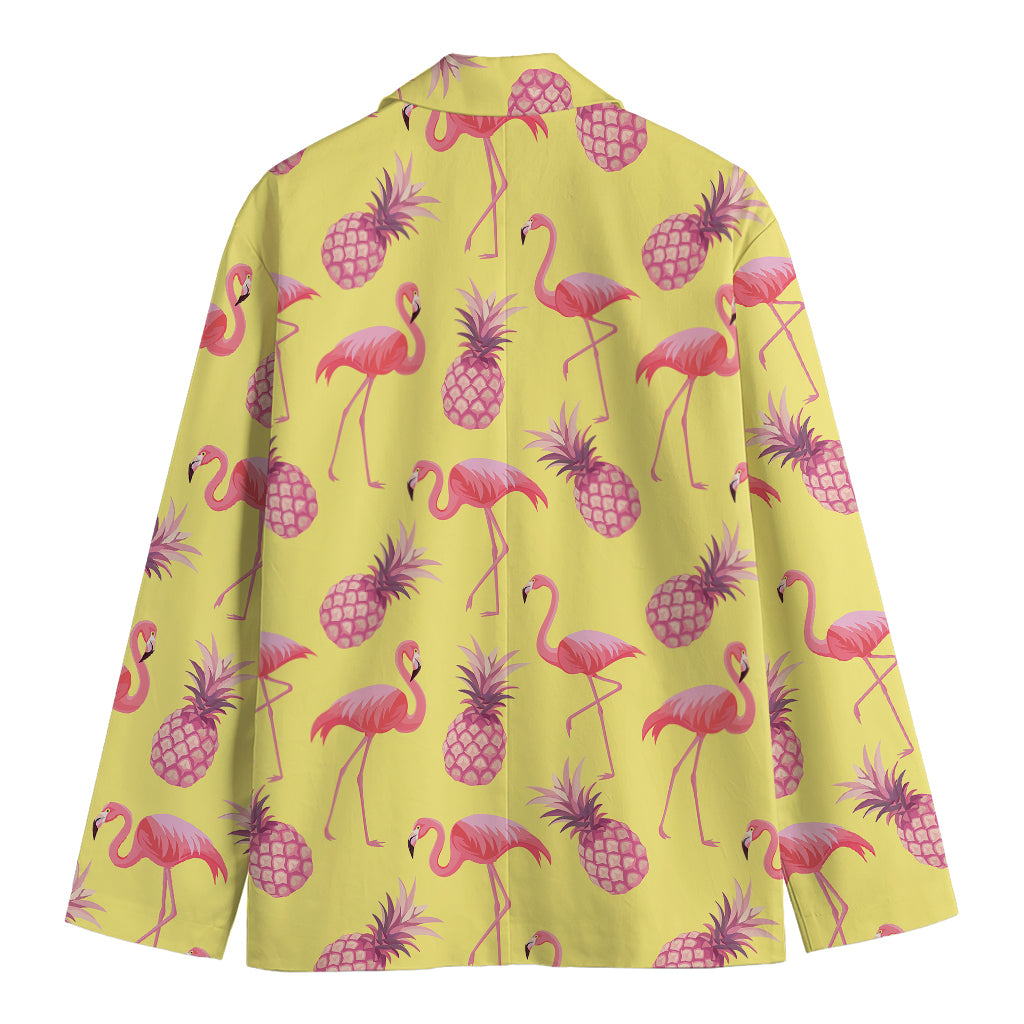 Pineapple And Flamingo Pattern Print Men's Cotton Blazer