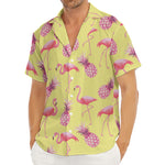 Pineapple And Flamingo Pattern Print Men's Deep V-Neck Shirt