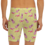 Pineapple And Flamingo Pattern Print Men's Long Boxer Briefs