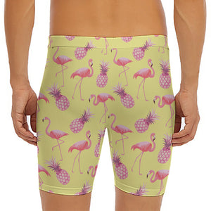 Pineapple And Flamingo Pattern Print Men's Long Boxer Briefs