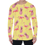 Pineapple And Flamingo Pattern Print Men's Long Sleeve T-Shirt