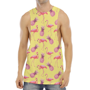 Pineapple And Flamingo Pattern Print Men's Muscle Tank Top