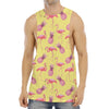 Pineapple And Flamingo Pattern Print Men's Muscle Tank Top