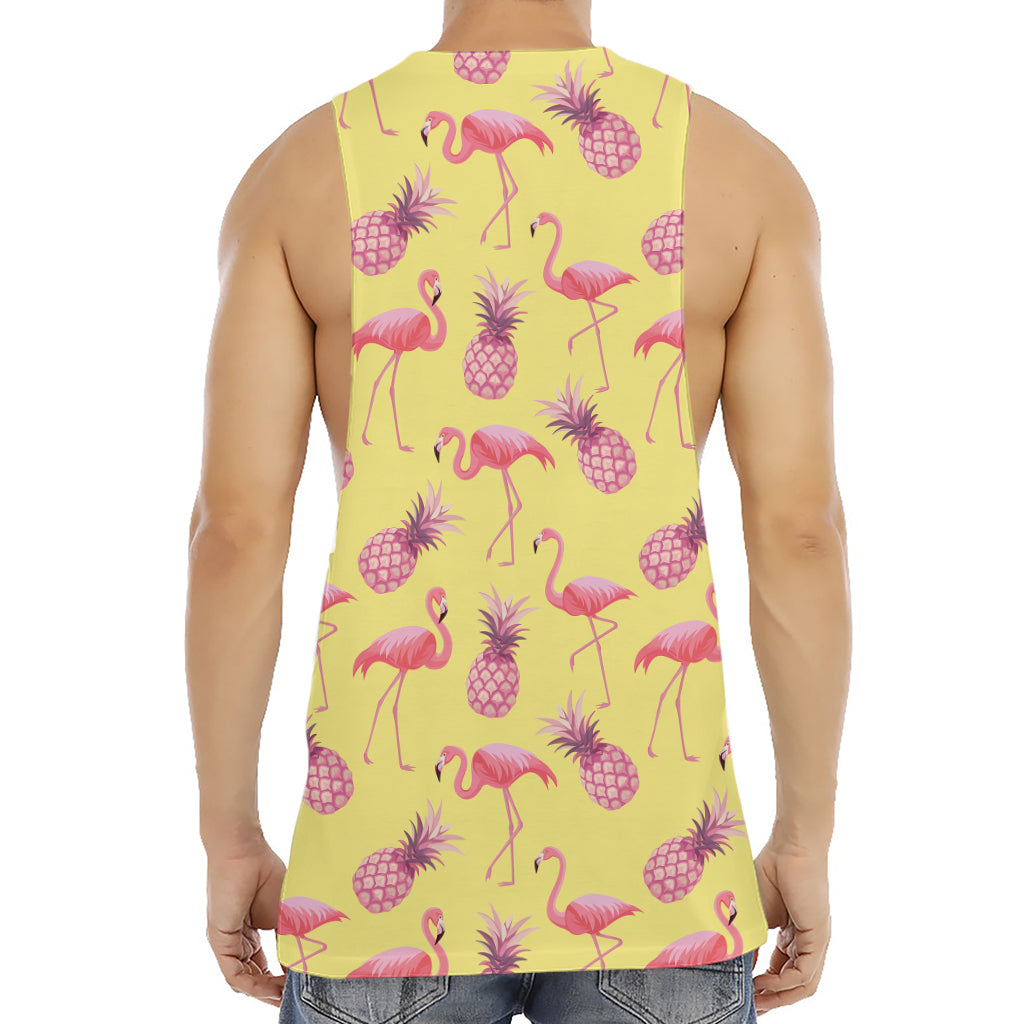 Pineapple And Flamingo Pattern Print Men's Muscle Tank Top