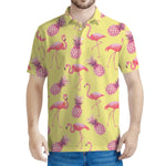 Pineapple And Flamingo Pattern Print Men's Polo Shirt