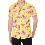 Pineapple And Flamingo Pattern Print Men's Shirt