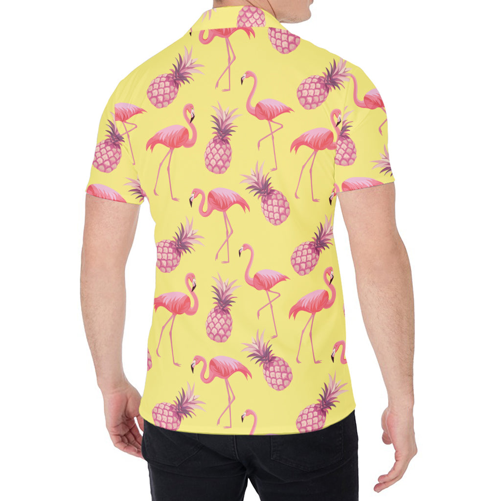 Pineapple And Flamingo Pattern Print Men's Shirt