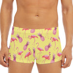 Pineapple And Flamingo Pattern Print Men's Short Boxer Briefs
