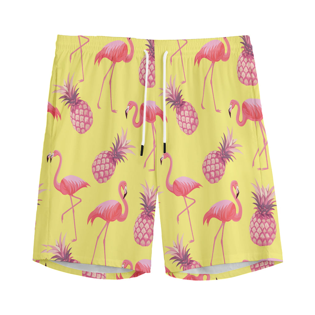 Pineapple And Flamingo Pattern Print Men's Sports Shorts