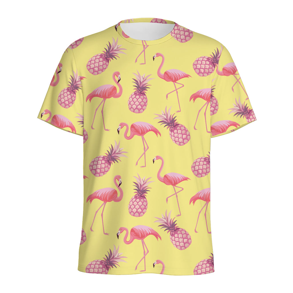 Pineapple And Flamingo Pattern Print Men's Sports T-Shirt