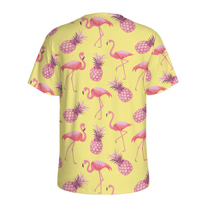 Pineapple And Flamingo Pattern Print Men's Sports T-Shirt