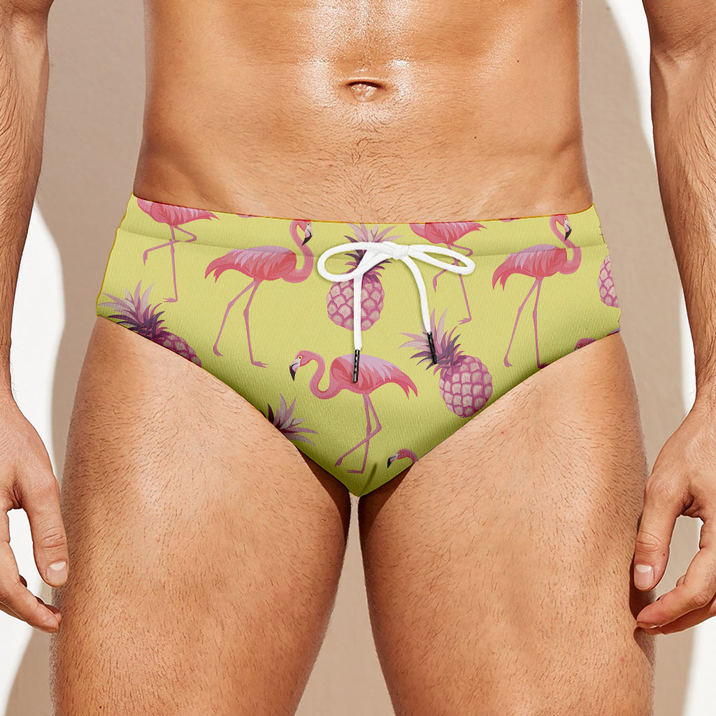 Pineapple And Flamingo Pattern Print Men's Swim Briefs