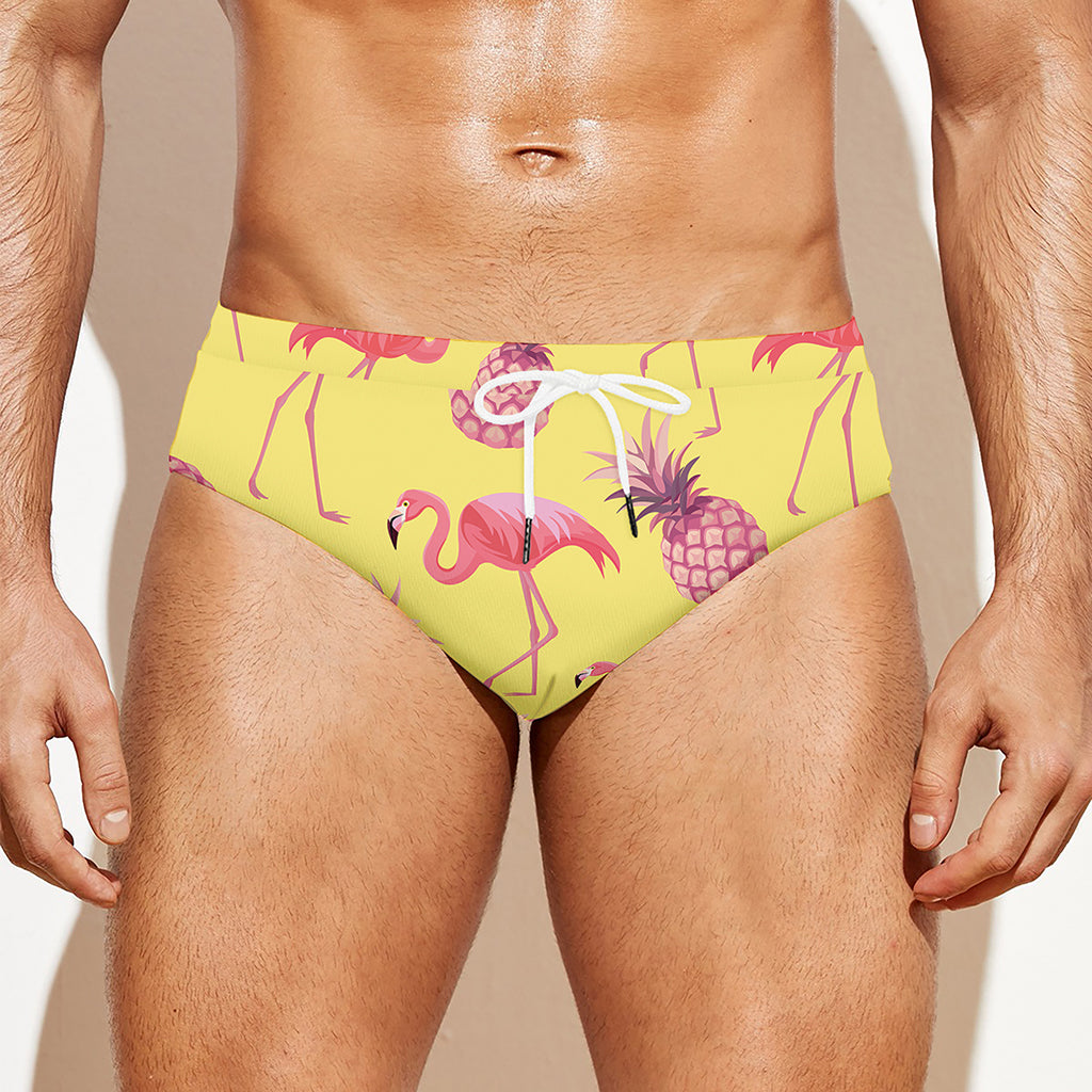 Pineapple And Flamingo Pattern Print Men's Swim Briefs