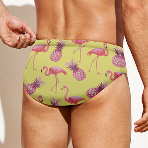 Pineapple And Flamingo Pattern Print Men's Swim Briefs