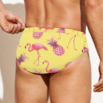 Pineapple And Flamingo Pattern Print Men's Swim Briefs