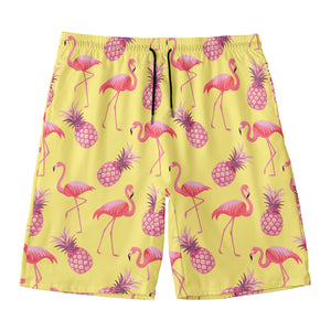 Pineapple And Flamingo Pattern Print Men's Swim Trunks